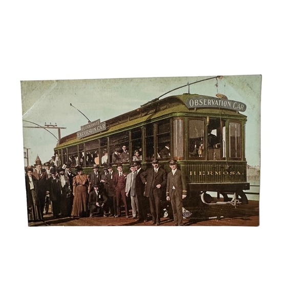 Vtg 1910s Postcard Hermosa Observation Street Car Balloon Route Trolley LA CA - Picture 1 of 2